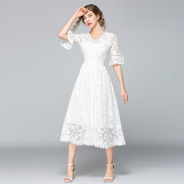 French Style Summer White Lace Dress Victoria Ronaldo French Style Summer White Lace Dress Victoria Ronaldo