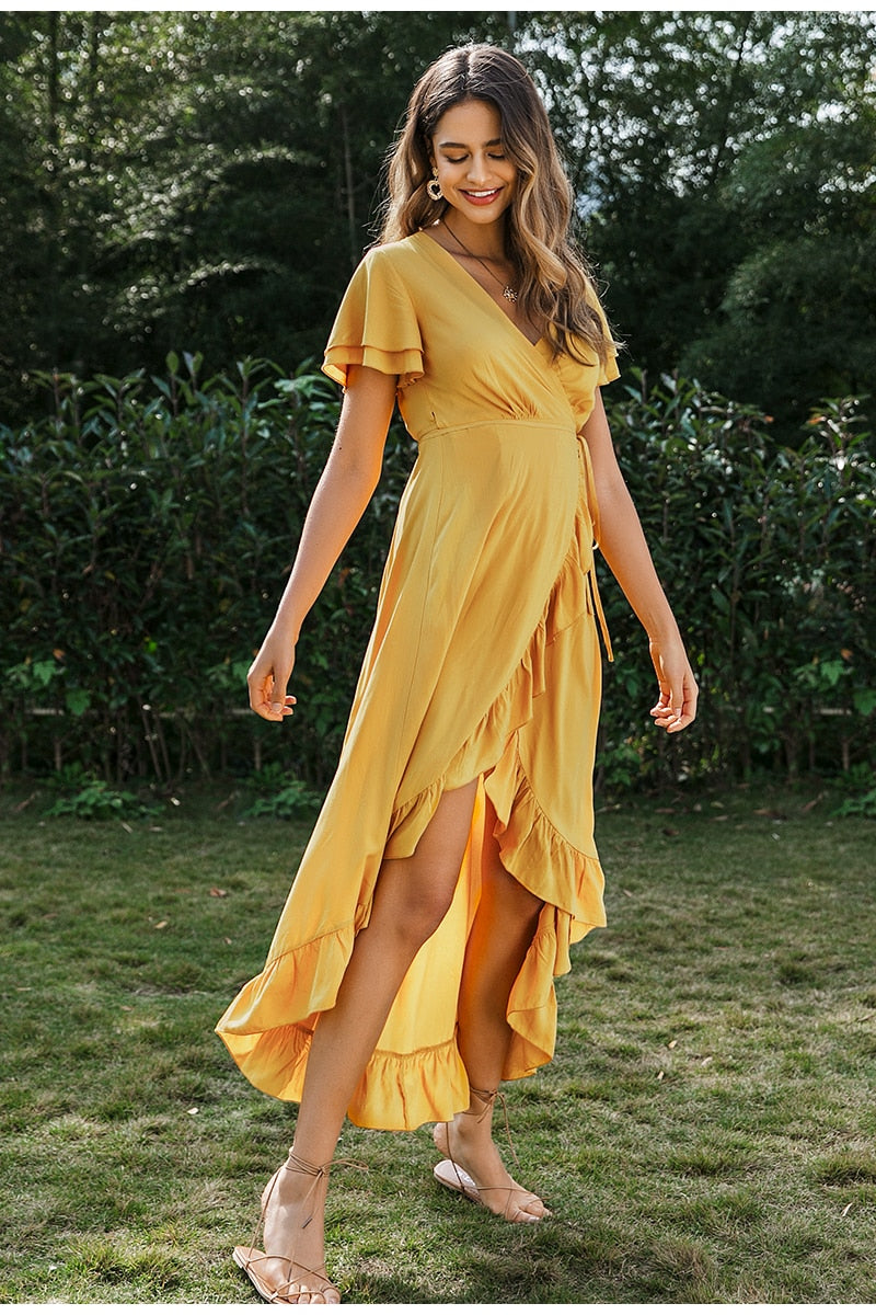 Ruffled Boho Maxi Wrap Dress Victoria Ronaldo Ruffled Boho Maxi Wrap Dress Victoria Ronaldo