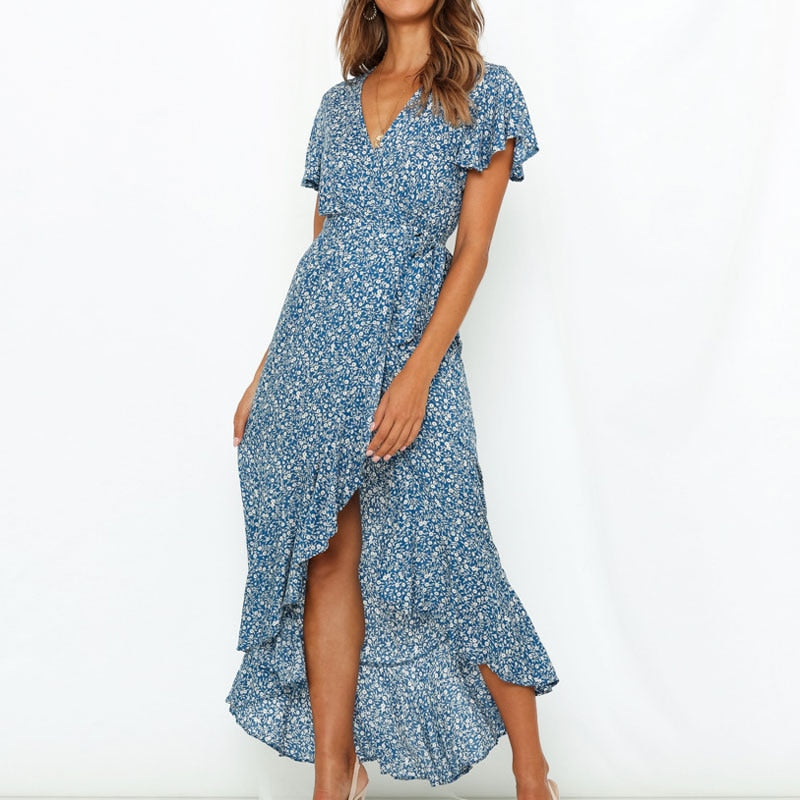 beach wrap dress Casual Boho Floral Print Beach Wrap Dress – Victoria Ronaldo