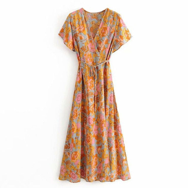 Venus Wrap Dress, Hendrix Orange Mandala, XS-XXL