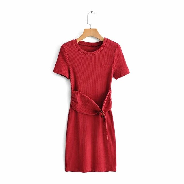 fitted lace wedding dress Torie Red Short Sleeve Mini Dress - US 2 main image 1