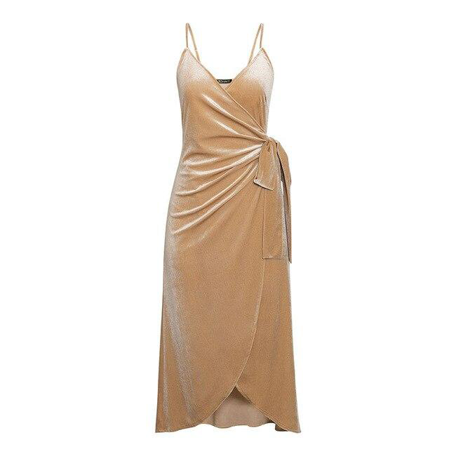 Velvet Tan Backless Wrap Dress – Victoria Ronaldo