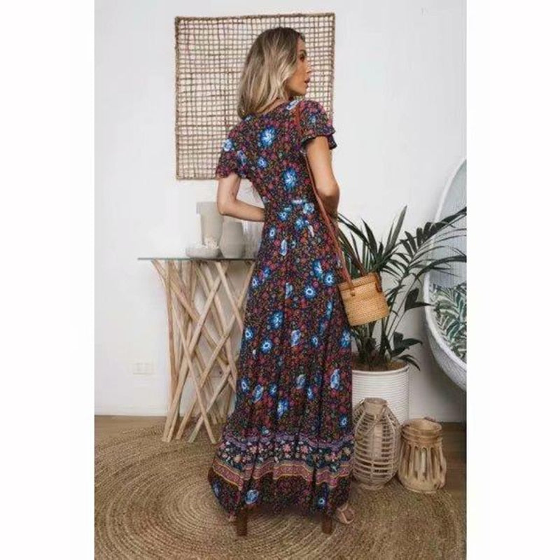 Summer Bohemian Wrap Maxi Dress – Victoria Ronaldo