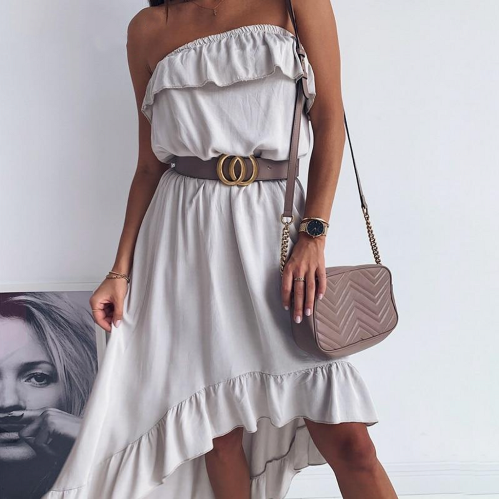 Ruffle Strapless High-Low Dress