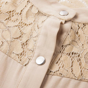 Elegant Lace Mesh Embroidery Shirtdress