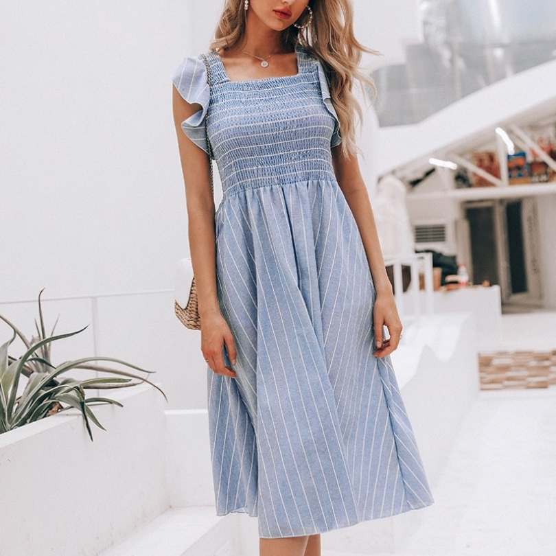 Vintage Linen Striped Dress