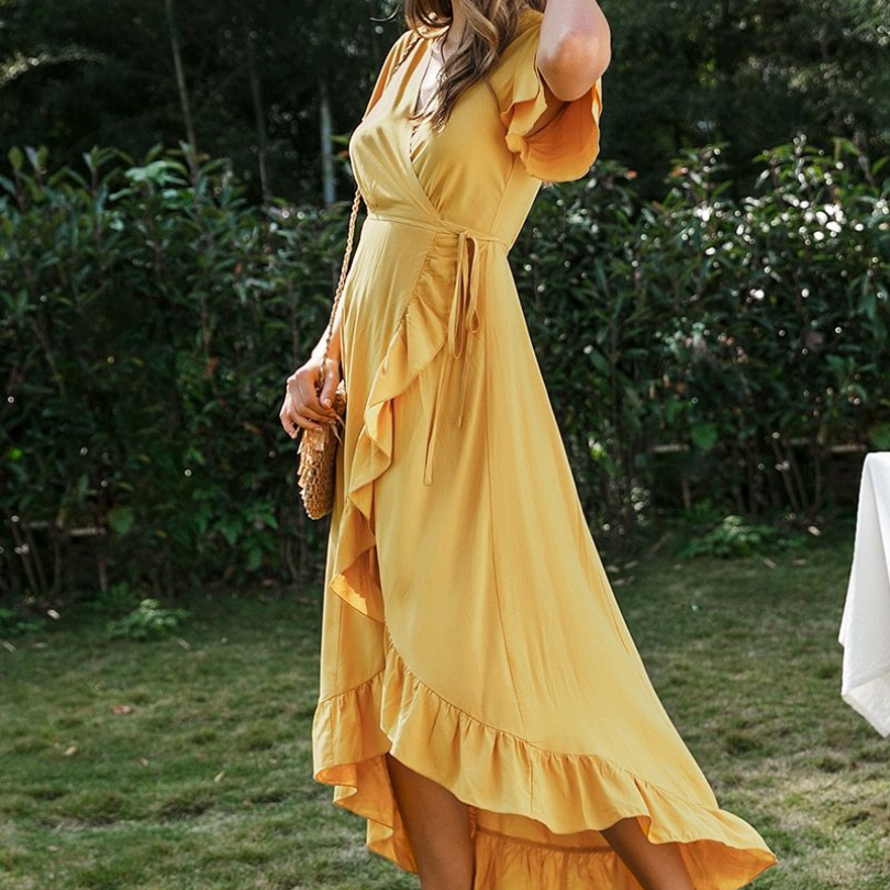 Ruffled Boho Maxi Wrap Dress – Victoria Ronaldo