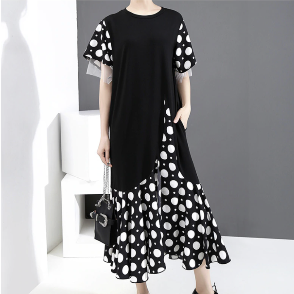 Polka Dot Ruffles Midi Dress