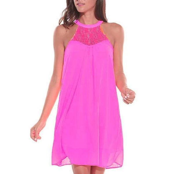 Sleeveless Silk Lace Chiffon Dress