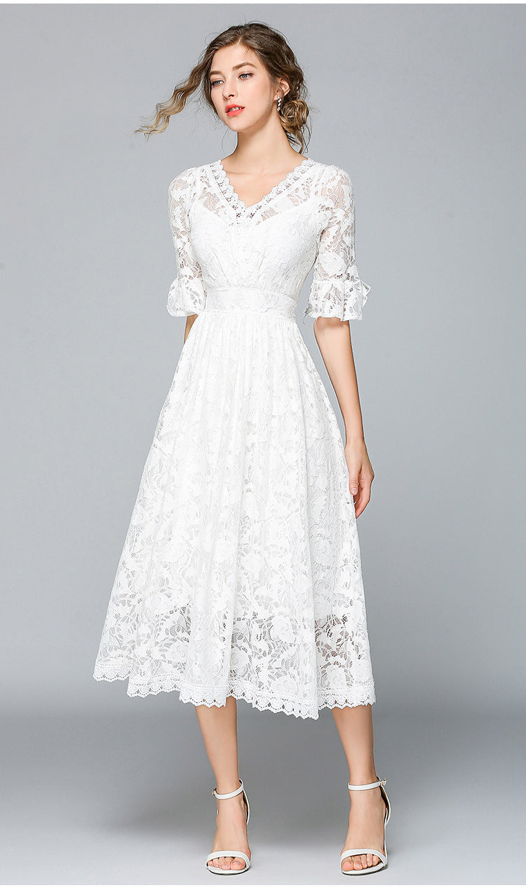 French Style Summer White Lace Dress Victoria Ronaldo French Style Summer White Lace Dress Victoria Ronaldo