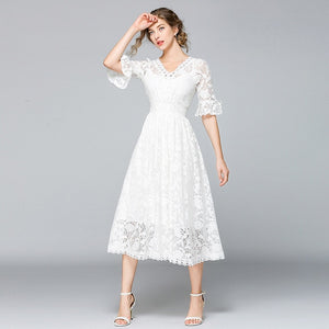French Style Summer White Lace Dress Victoria Ronaldo French Style Summer White Lace Dress Victoria Ronaldo