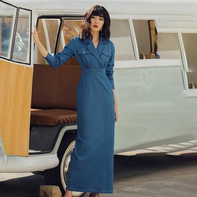 Vintage Denim Maxi Dress