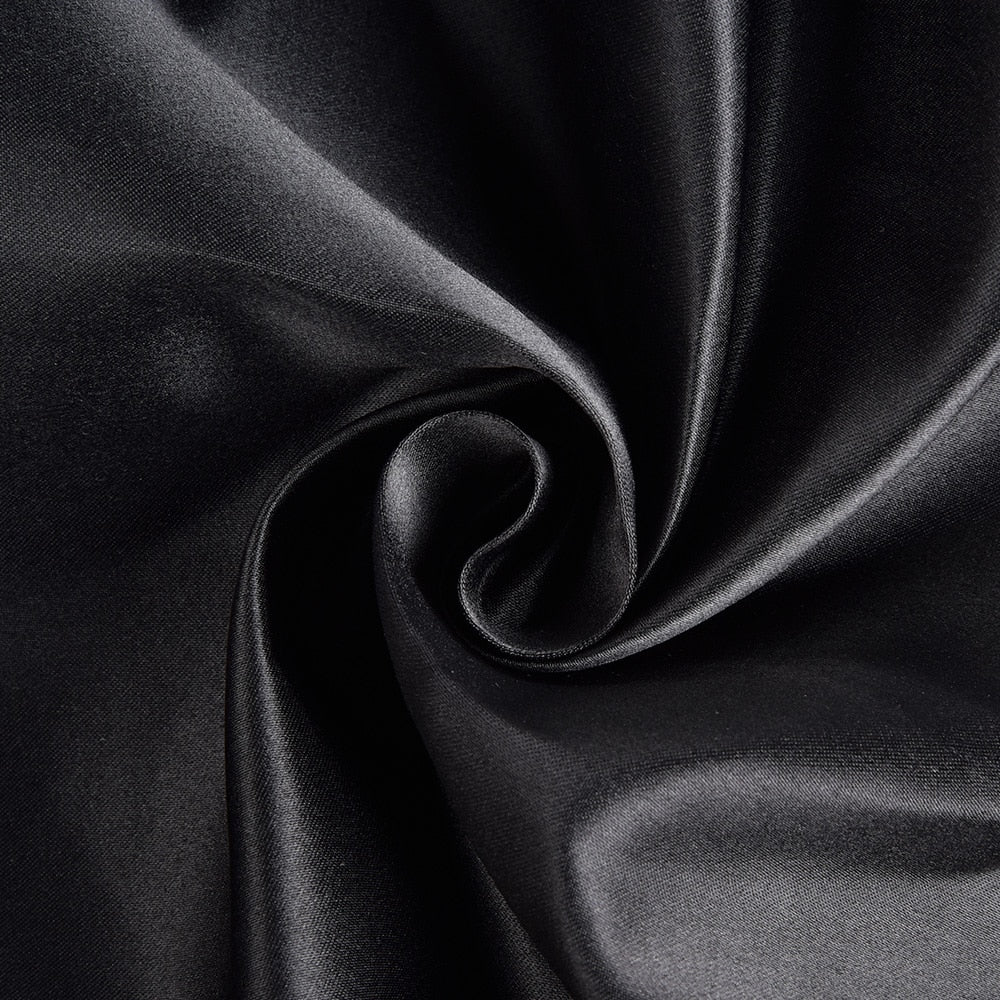 Elegant Vintage Black Satin Fit & Flare Dress