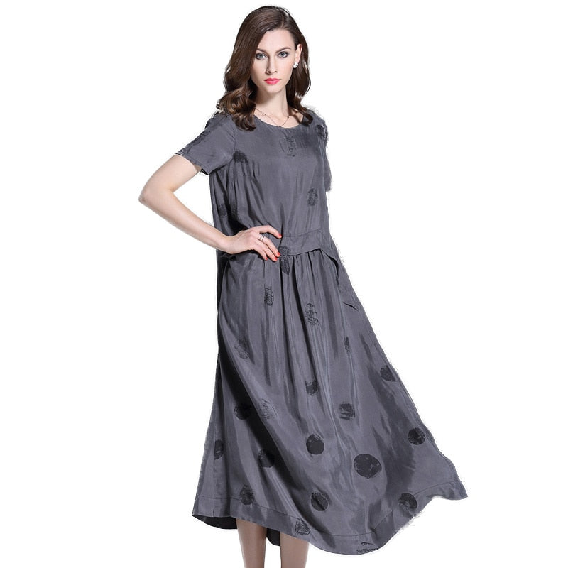 Vintage Dotted Silk Flowy Dress