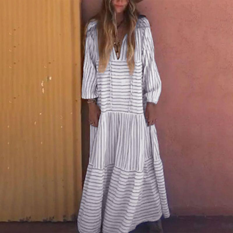 Striped Kaftan Maxi Dress