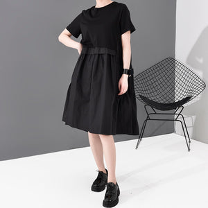 Black Pleated Split Temperament Dress