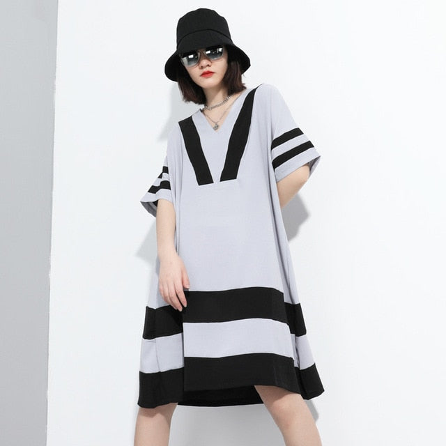 Striped Split Oversized Dress