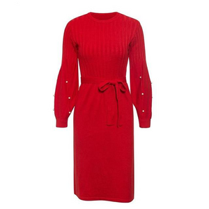 Elegant Sash Belt Fall Sweater Dress Victoria Ronaldo Elegant Sash Belt Fall Sweater Dress Victoria Ronaldo