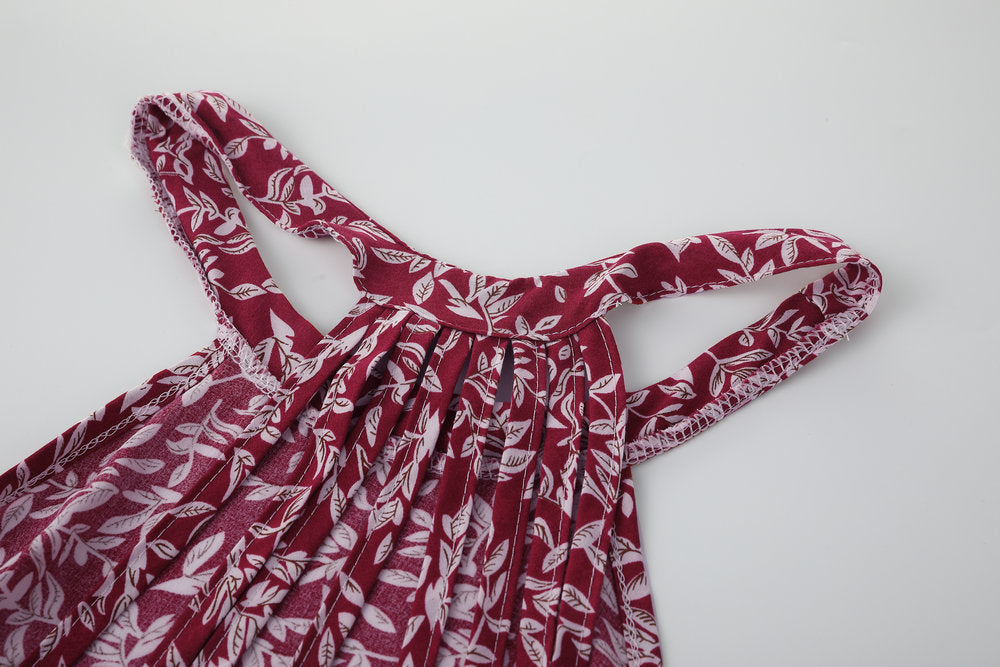 Summer Sleeveless Halter Neck Backless Floral Print Skater Dress