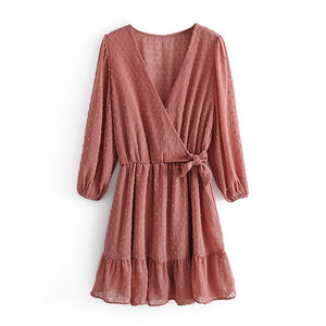 Summer Boho Ruffle Lace Chiffon Dress
