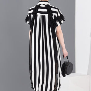 Black Striped Stitch Oversized Shirtdress