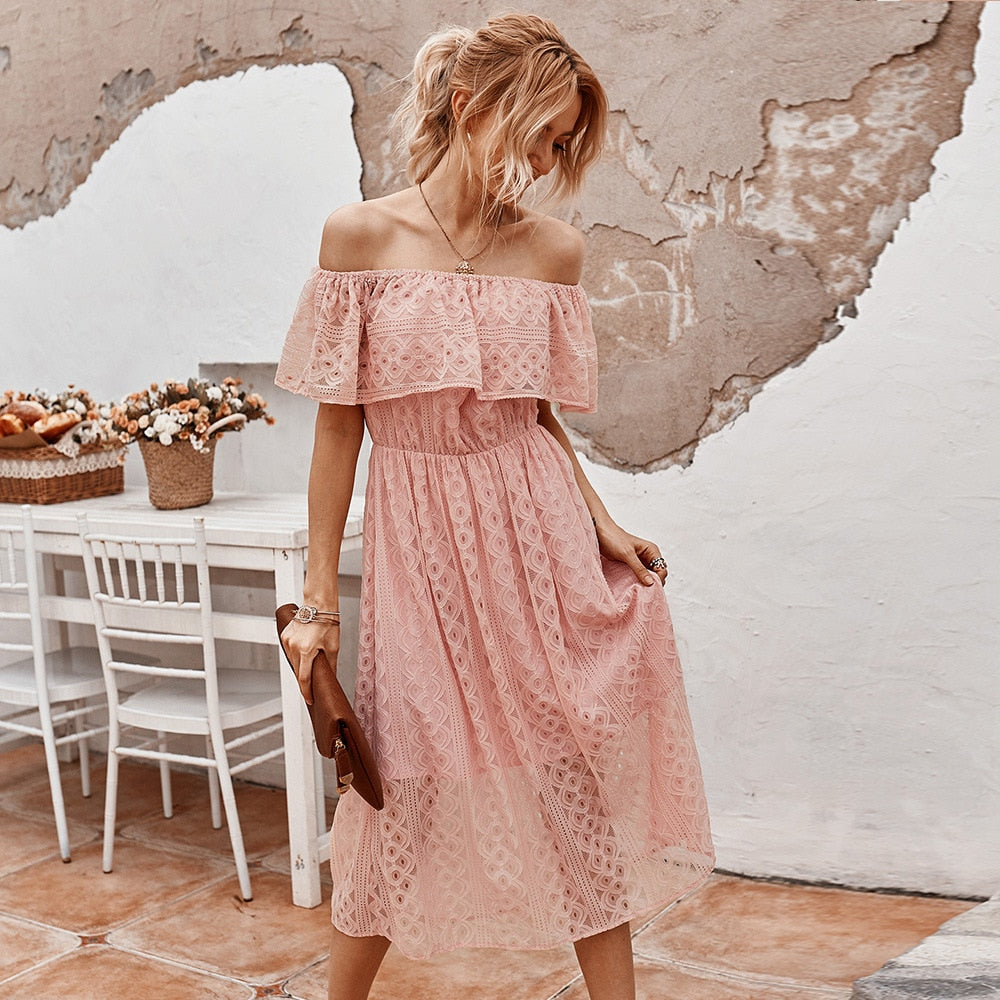 Summer Lace Off The Shoulder Dress