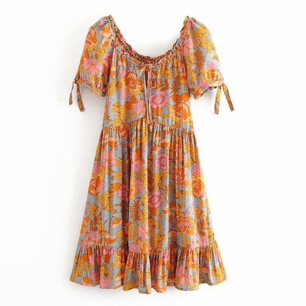 Orange Floral Print Maxi Wrap Dress – Victoria Ronaldo