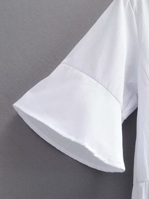 White Flowy Ruffle A-Line Dress