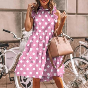 Vintage Summer Polka Dot Print Loose A-Line Dress