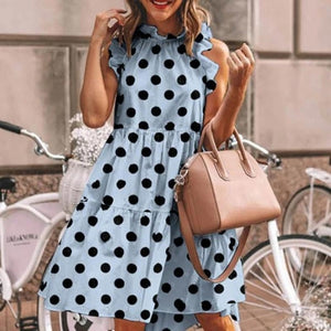 Vintage Summer Polka Dot Print Loose A-Line Dress