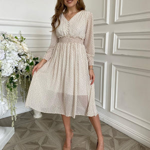 Elegant Puff Sleeve Floral Print Dress