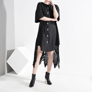 Black Lace Split Oversized Dress