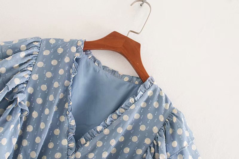 Vintage Blue Polka Dot Midi Dress