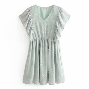 Summer Boho Ruffle Lace Mint Dress