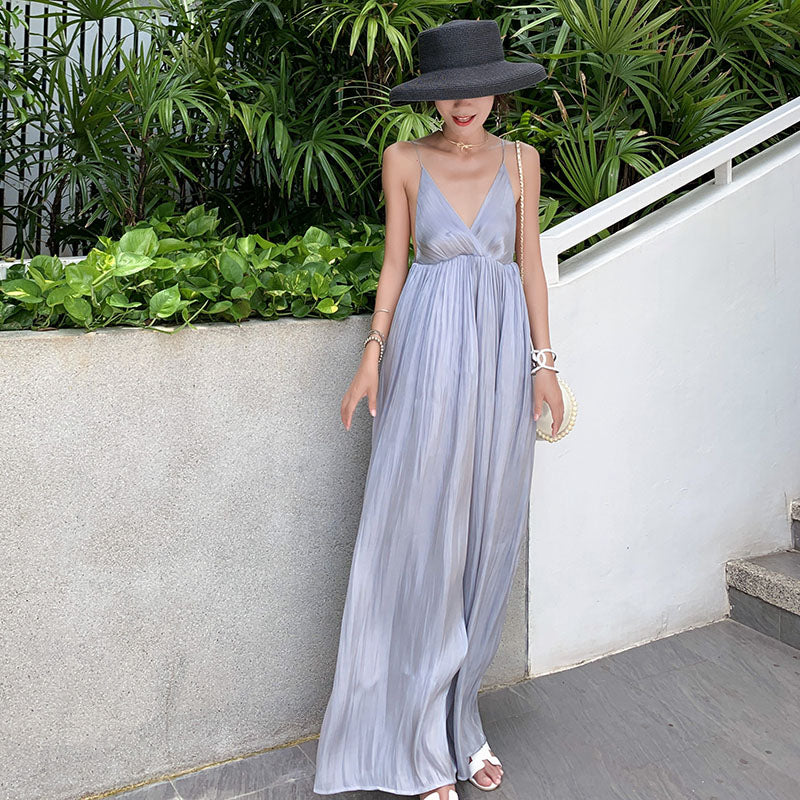 Backless Spaghetti Strap Maxi Sundress