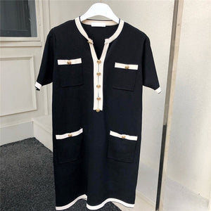 Black & White Summer Knitted Mini Dress