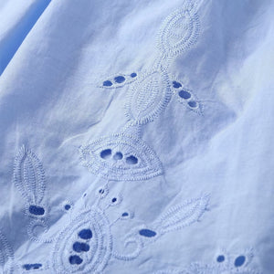 Blue Hollow Out Embroidery Dress