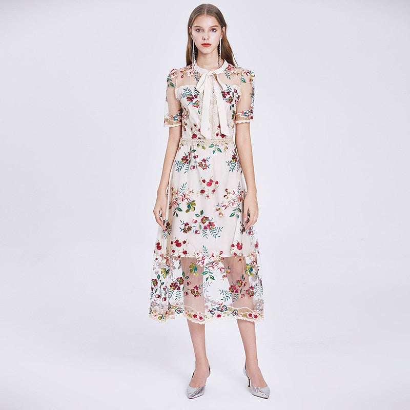 Summer Embroidery Floral Dress