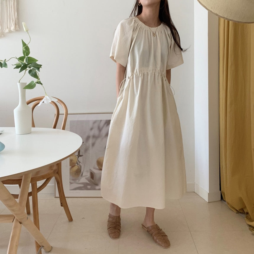 Draped Vintage Flare Sleeve Midi Dress