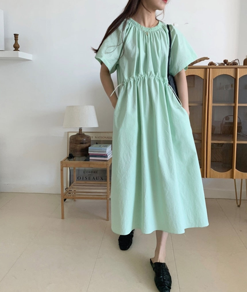 Draped Vintage Flare Sleeve Midi Dress