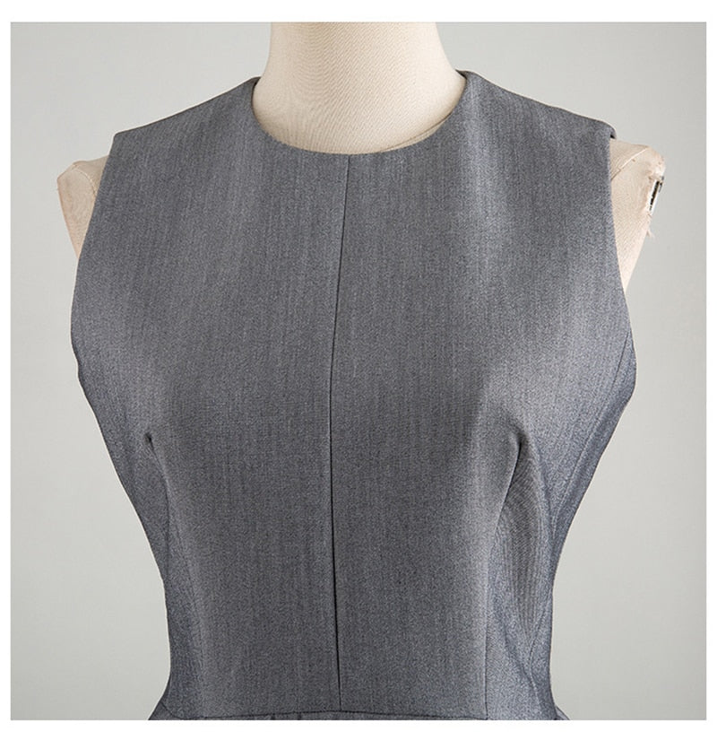 Gray Structured Backless Dress