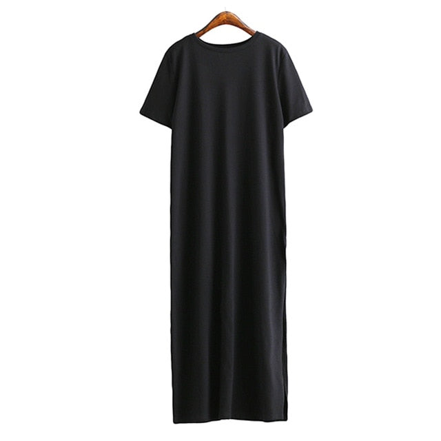 Casual Black Maxi T Shirt Dress