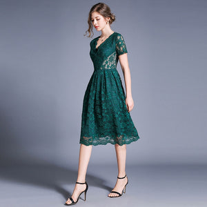 Dark Green Lace Summer Dress Victoria Ronaldo Dark Green Lace Summer Dress Victoria Ronaldo
