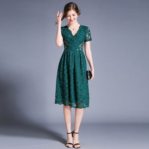 Dark Green Lace Summer Dress – Victoria Ronaldo