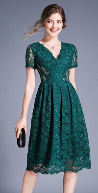 Dark Green Lace Summer Dress Victoria Ronaldo Dark Green Lace Summer Dress Victoria Ronaldo