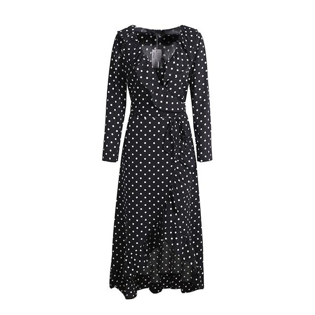 Polka Dot Ruffle Wrap Dress Black & White Victoria Ronaldo Polka Dot Ruffle Wrap Dress Black & White Victoria Ronaldo