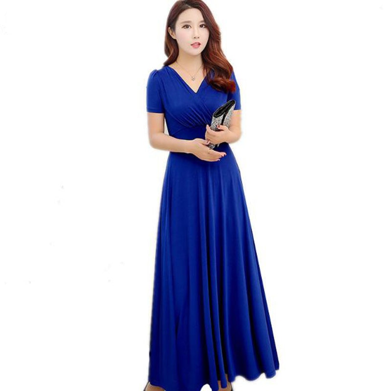 Slim V-neck Maxi Summer Dress